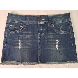 Hydraulic‎ Vtg y2k Denim Mini Skirt Sz 7/8 Twee Girlhoodcore 90's Preppy Grunge